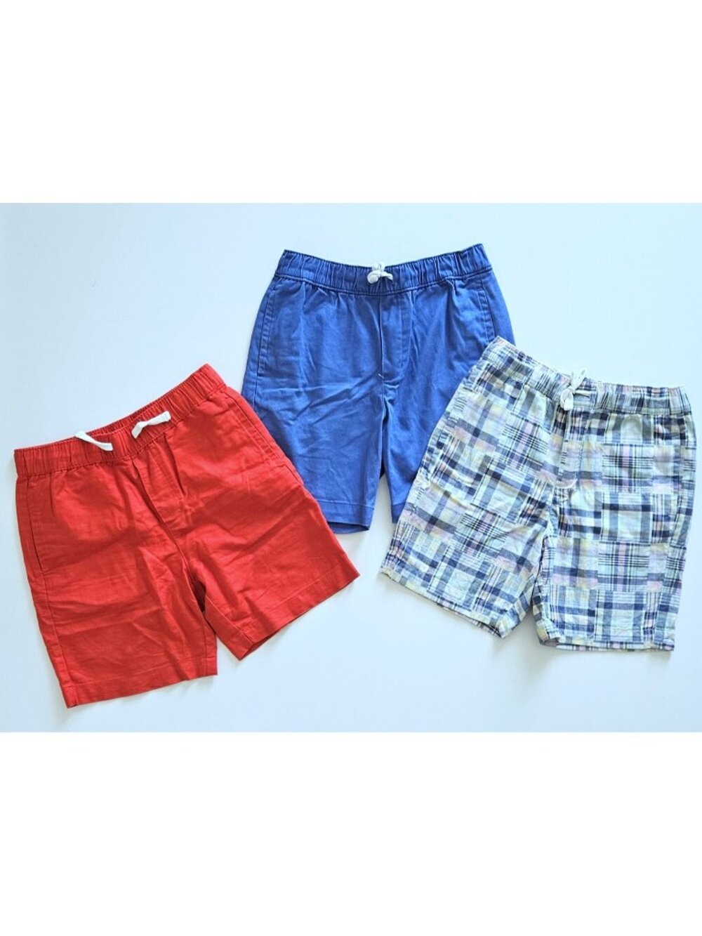 Janie and Jack 8 Plaid Linen Shorts Lot Set